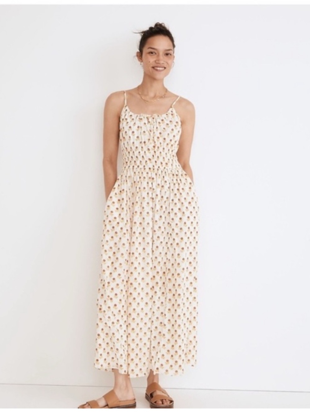 Madewell Sophia Cami Midi Dress in Wild Calendula Block Print NWT XXS NF868